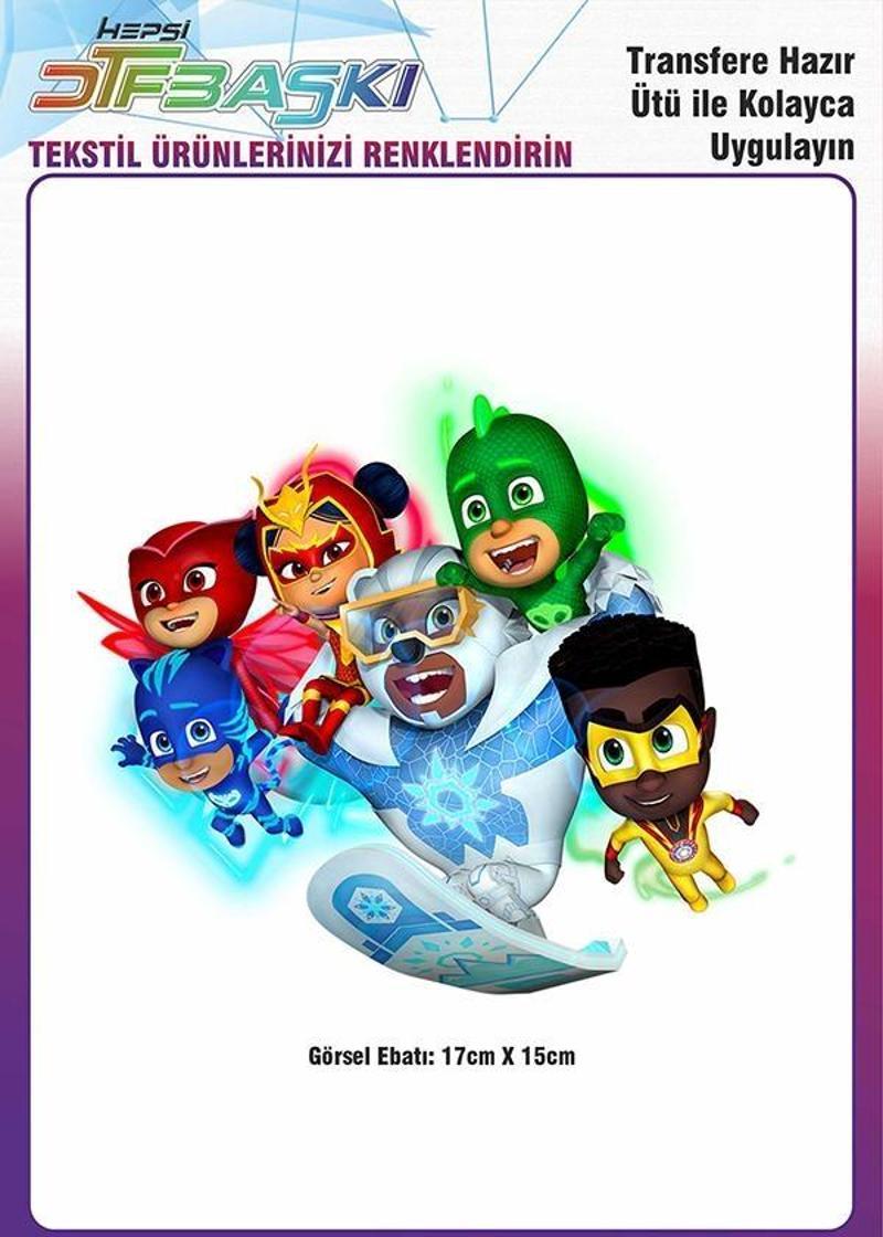 Pj Masks Pijamaskeliler Ütü ile Yapışan Tekstil DTF Baskı