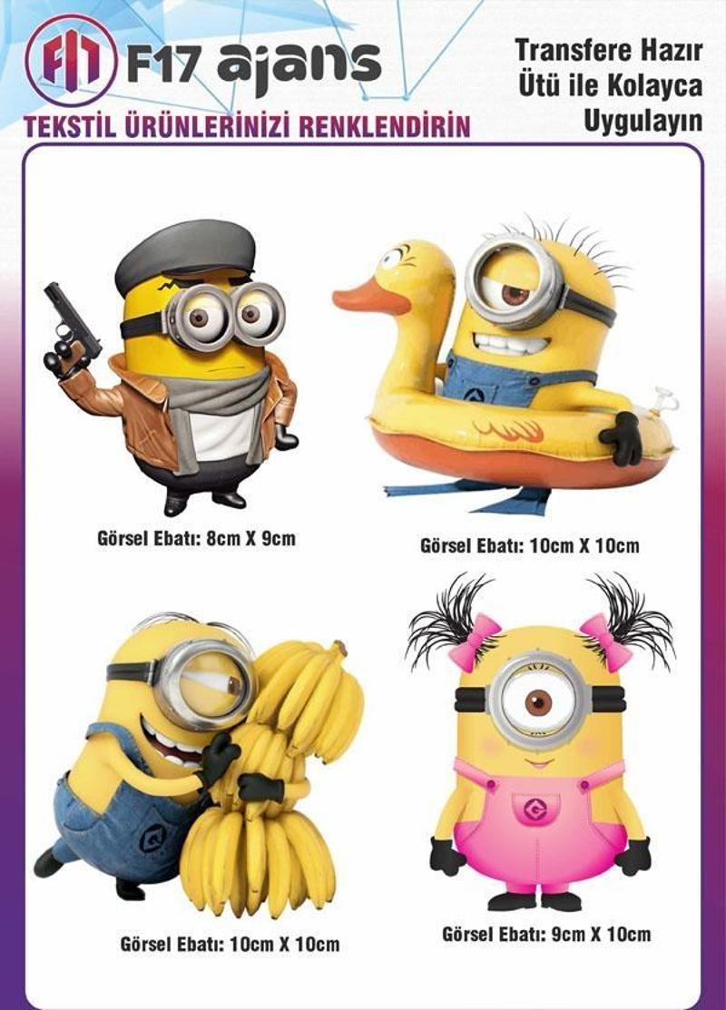 Ütü Ile Yapışan Tekstil Dtf Baskı Görseli Minions Minyonlar