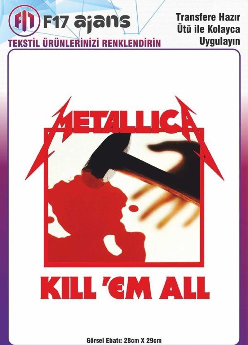 Ütü ile Yapışan Tekstil DTF Transfer Baskı Metallica Kill 'Em All