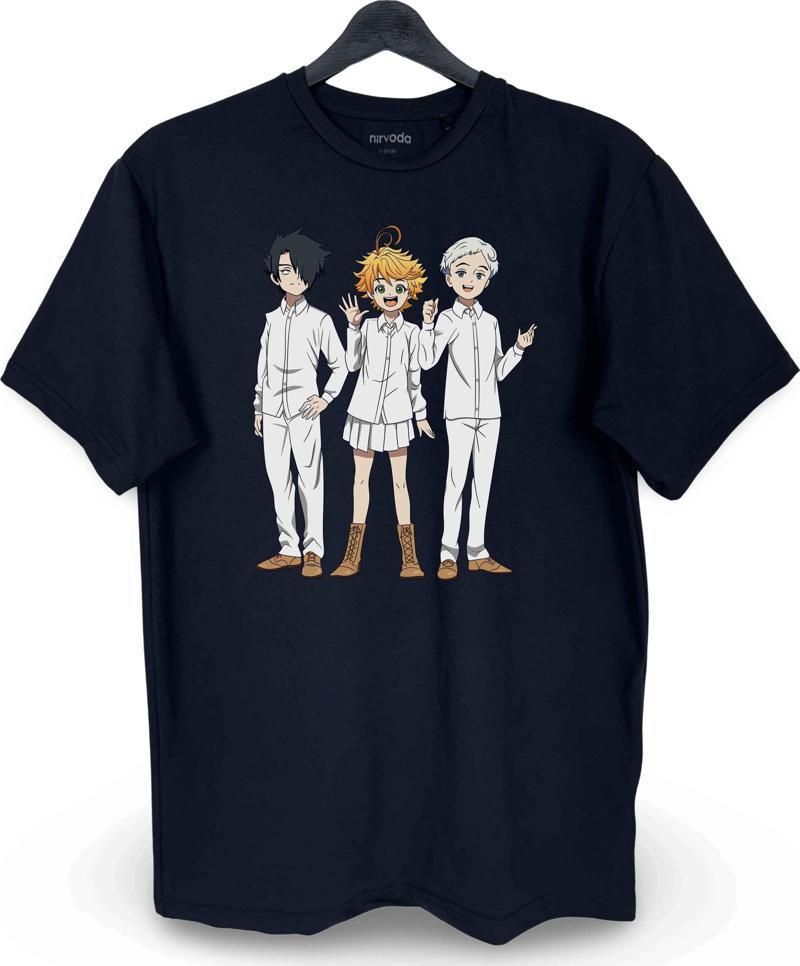 Vadedilmiş Yokyer The Promised Neverland Baskılı Loose Fit Bisiklet Yaka Unisex Tişört Anime Manga