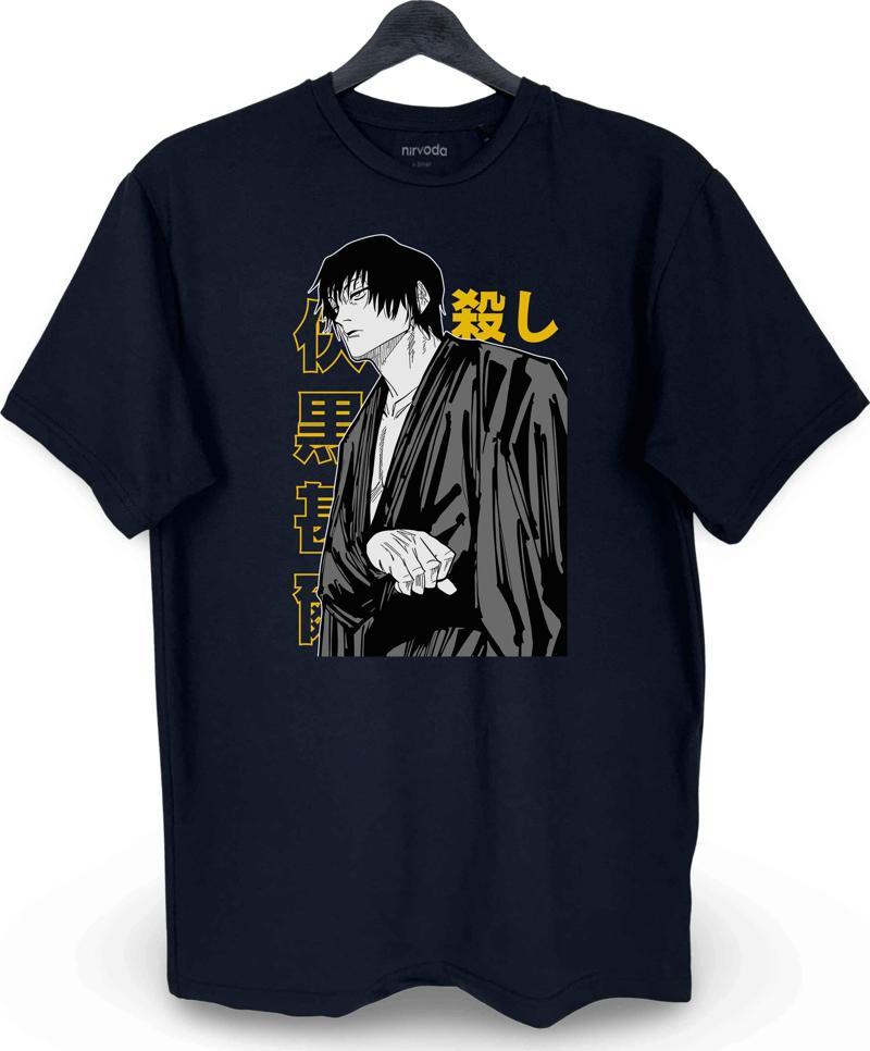 Toji Jujutsu Kaisen Baskılı Loose Fit Bisiklet Yaka Unisex Tişört