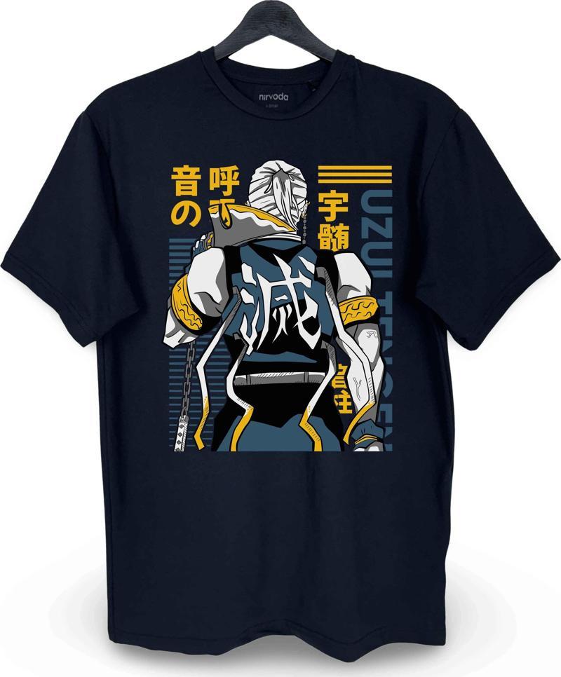 Tengen Uzui Demon Slayer Baskılı Loose Fit Bisiklet Yaka Unisex Tişört Anime Manga