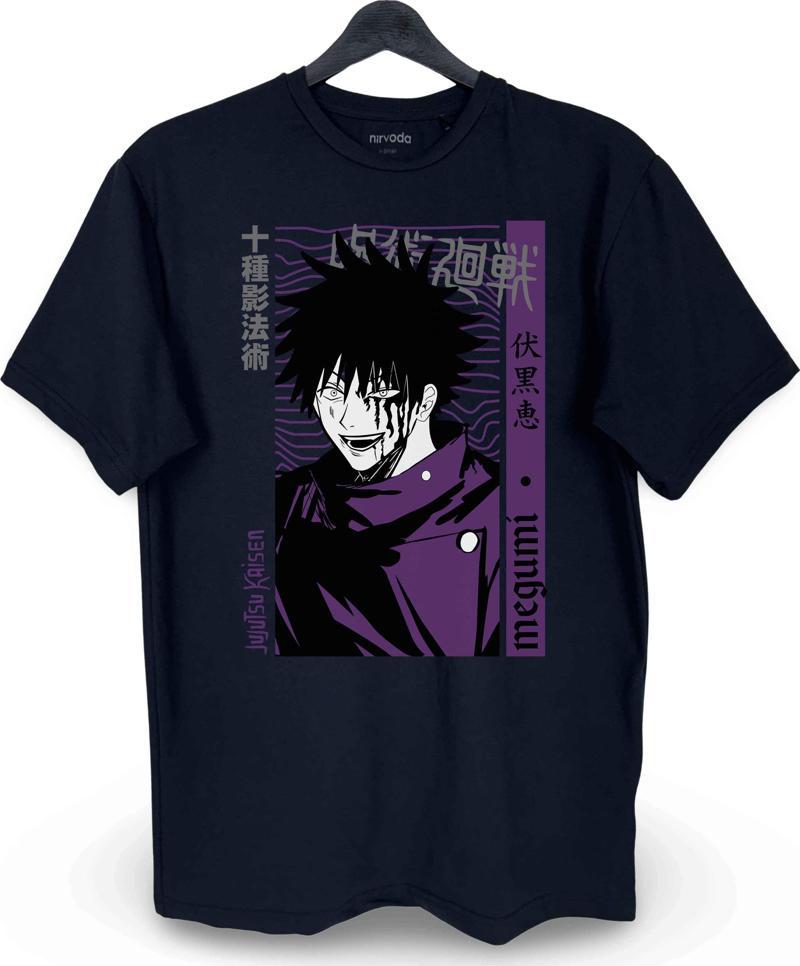 Megumi Jujutsu Kaisen Baskılı Loose Fit Bisiklet Yaka Unisex Tişört Anime Manga