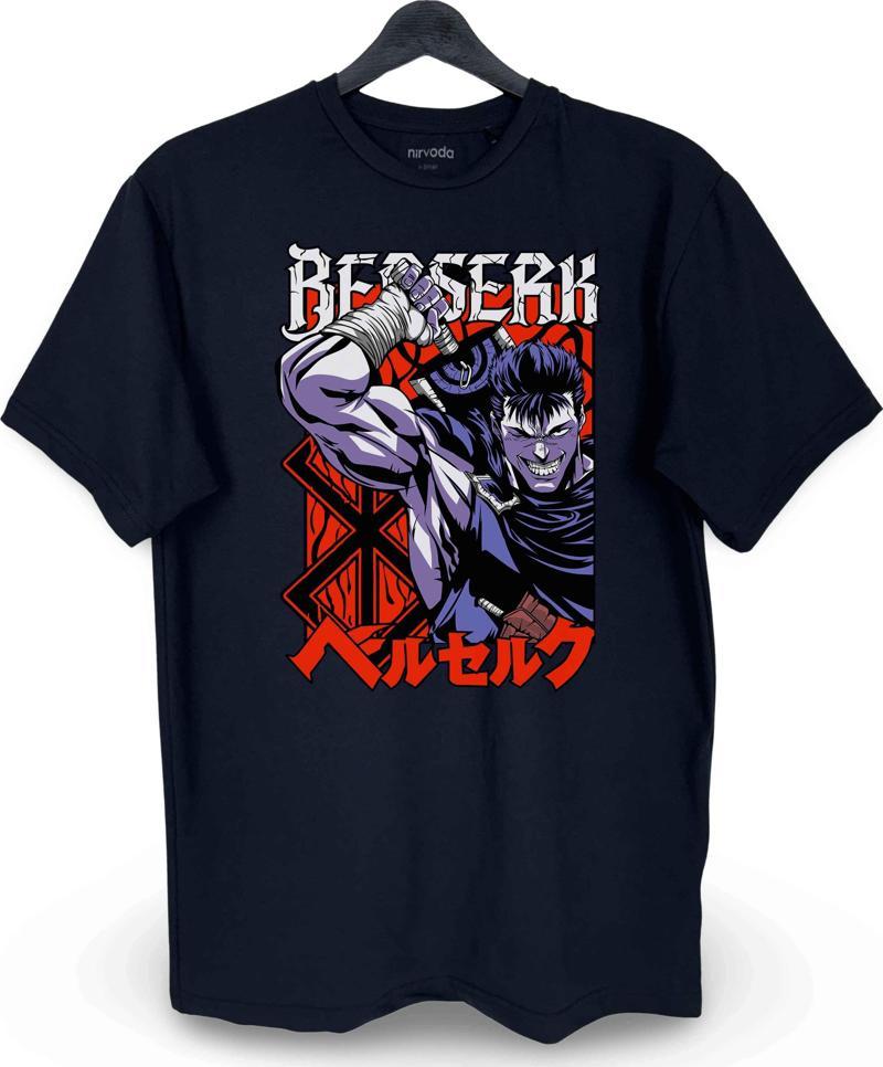 Guts Berserk Baskılı Loose Fit Bisiklet Yaka Unisex Tişört