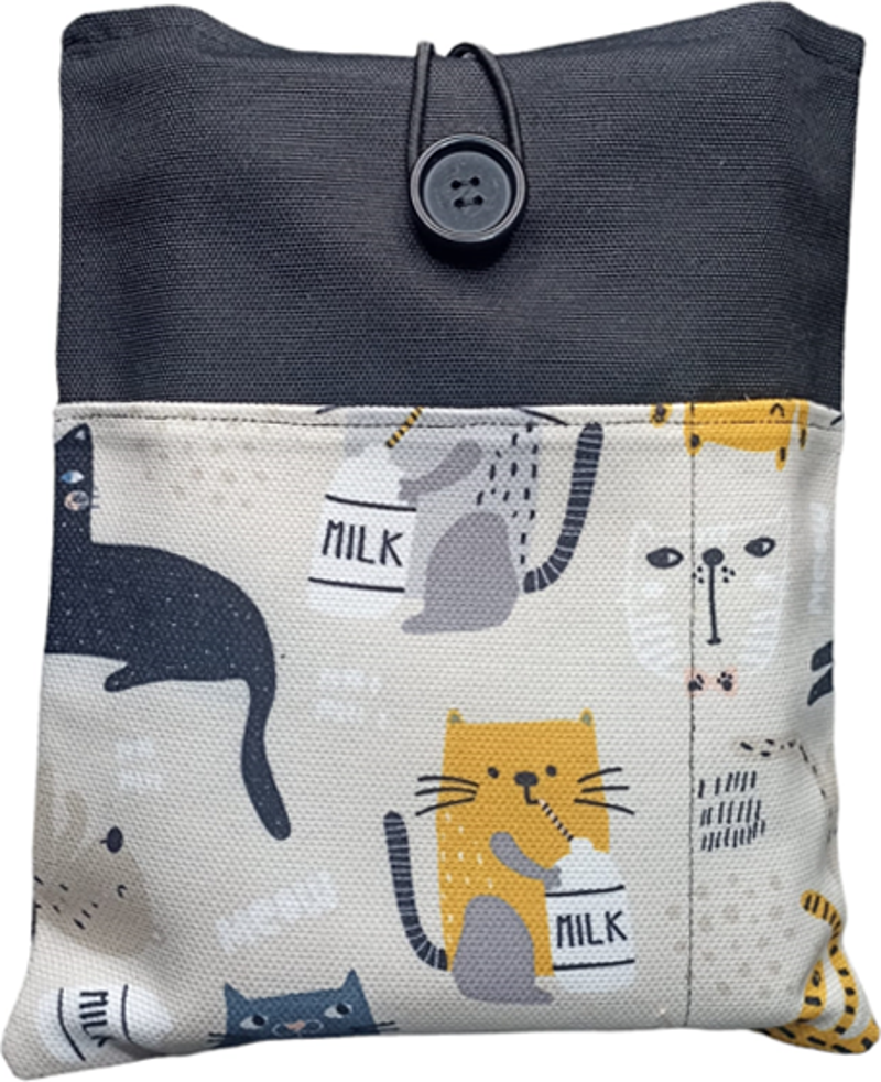 Cepli Kitap Kılıfı Kitap Cantasi Kitap Organizer Kedi Milk Desenli