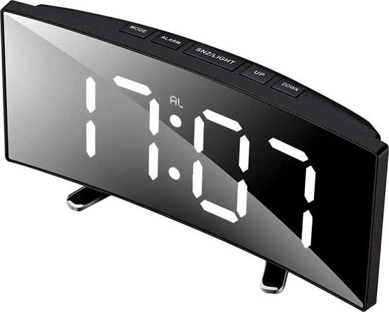 WHİTE LED MIRROR CLOCK BEYAZ LED IŞIKLI SAAT MASA SAATİ ALARM DERECE TARİH PİLLİ + USB DİJİTAL SAAT