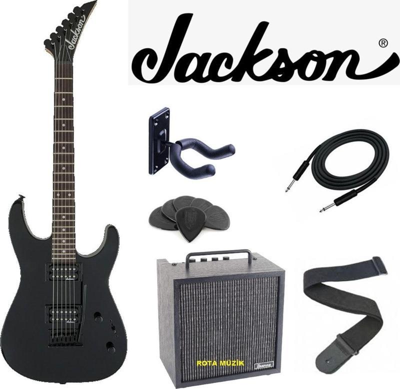 Js11 Dinky 2-Point Tremolo Amaranth Klavye Gloss Black Elektro Gitar Set