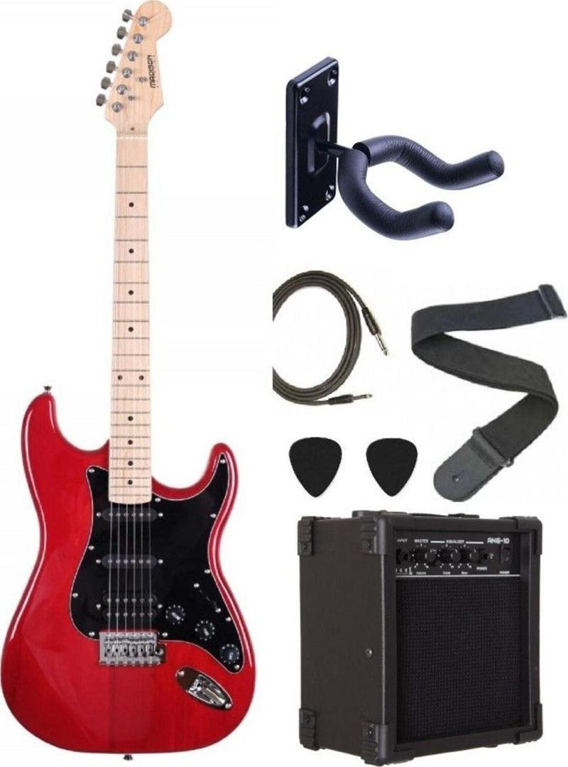 Meg-3Trd Trans Red Burst Elektro Gitar Set