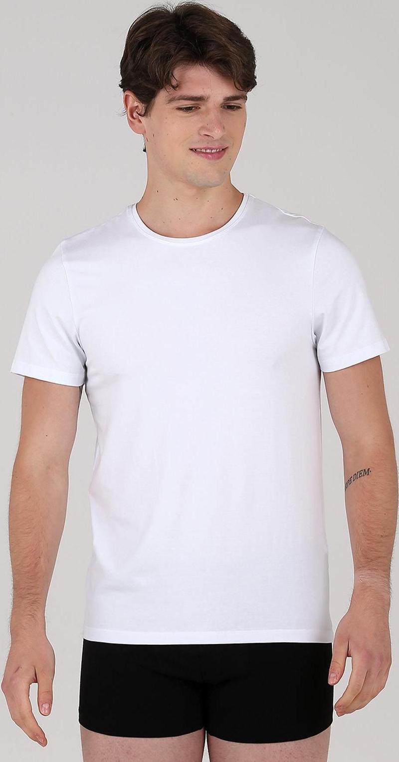 White Serisi Bisiklet Yaka T-shirt BEYAZ