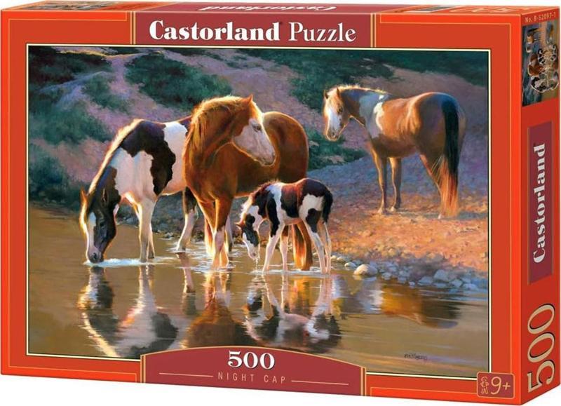 Su içen At Ailesi 500 Parça Puzzle Yetişkin Pazıl