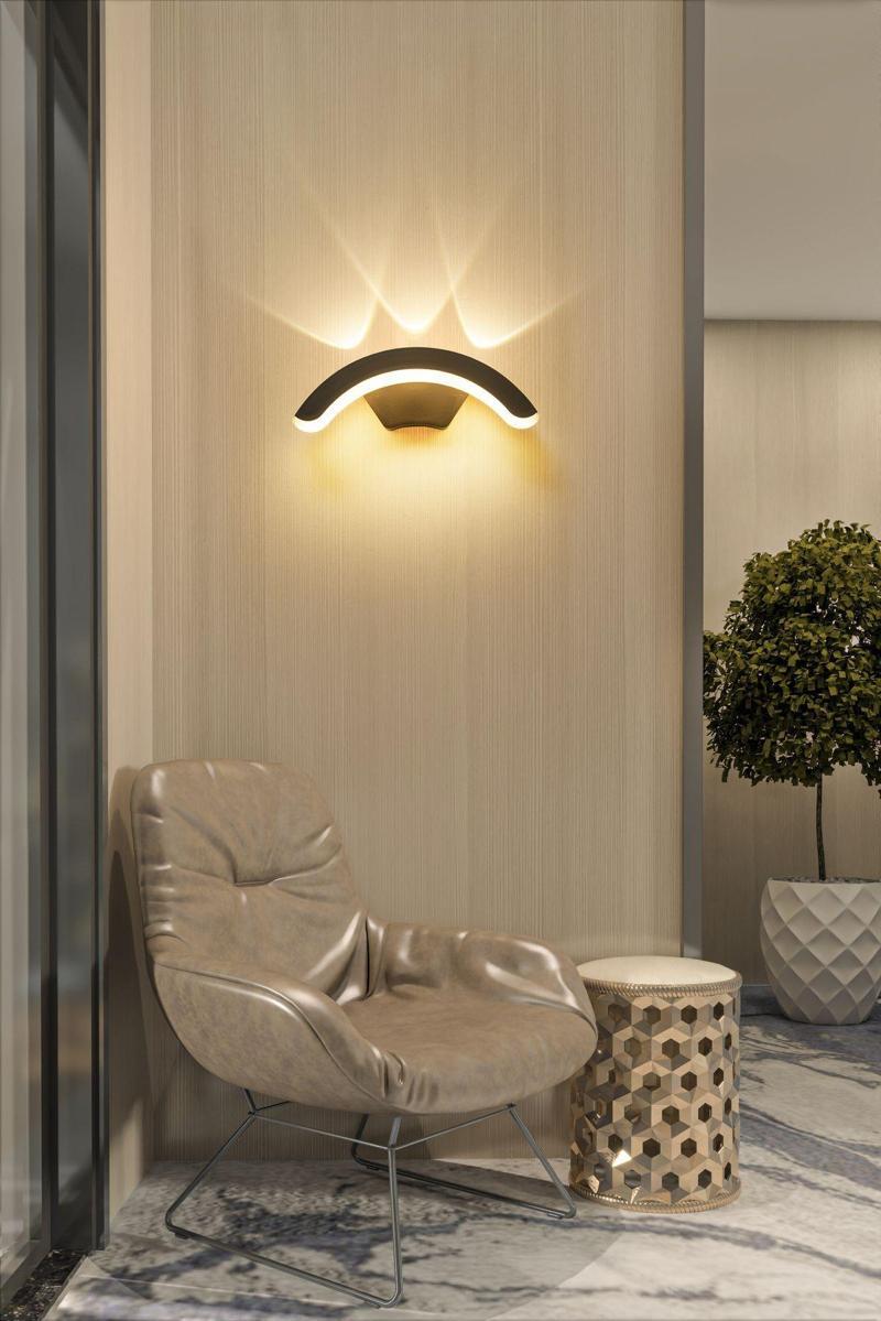 12 Watt Modern Tasarım Led Aplik, Kapı Giriş Apliği, Bahçe, Balkon, Salon, Teras, Kamelya Armatürü