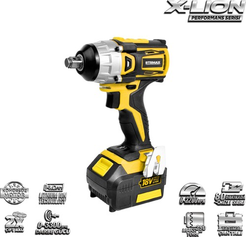 RTX2028 AKÜLÜ SOMUN SIKMA 18V 250NM2X4AH AKÜ