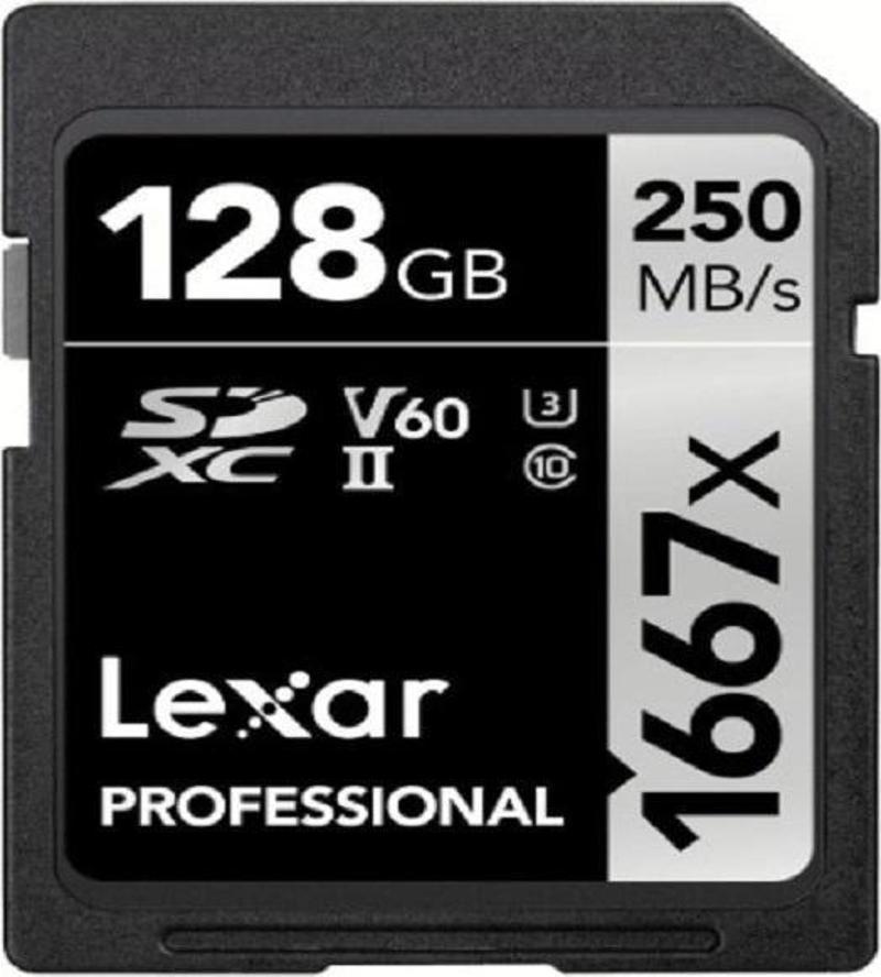 Professional 1667x SD Kart 128 GB, SDXC UHS-II Bellek Kartı, 250 MB/s'ye kadar Okuma, 120 MB/s'ye