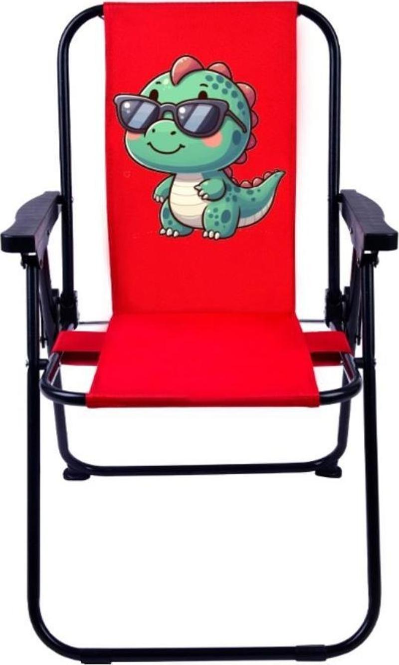 Baby Dinazor LÜX Çocuk Piknik Sandalyesi-Mini Kamp Sandalyesi-KIRMIZI