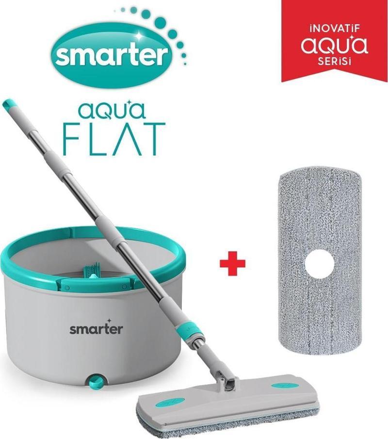 SMARTER Aqua Flat + Yedek Temiz Ve Kirli Suyu Ayırma Özelliği Otomatik Temizlik Seti Tablet Mop Paspas