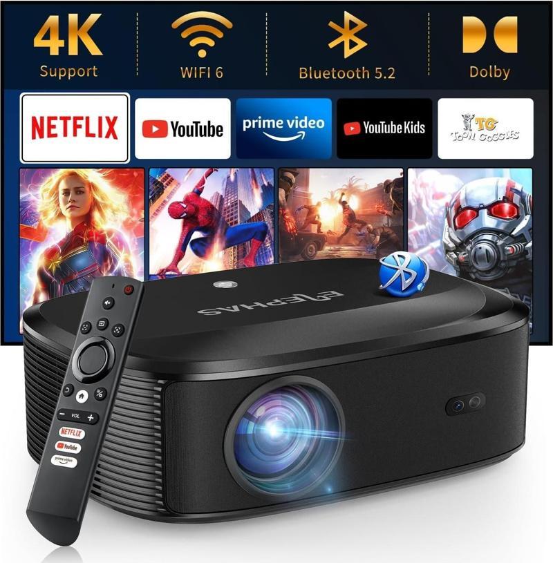 Wifi ve Bluetooth özellikli 4K Projektör - Açık Hava Film Projektörü