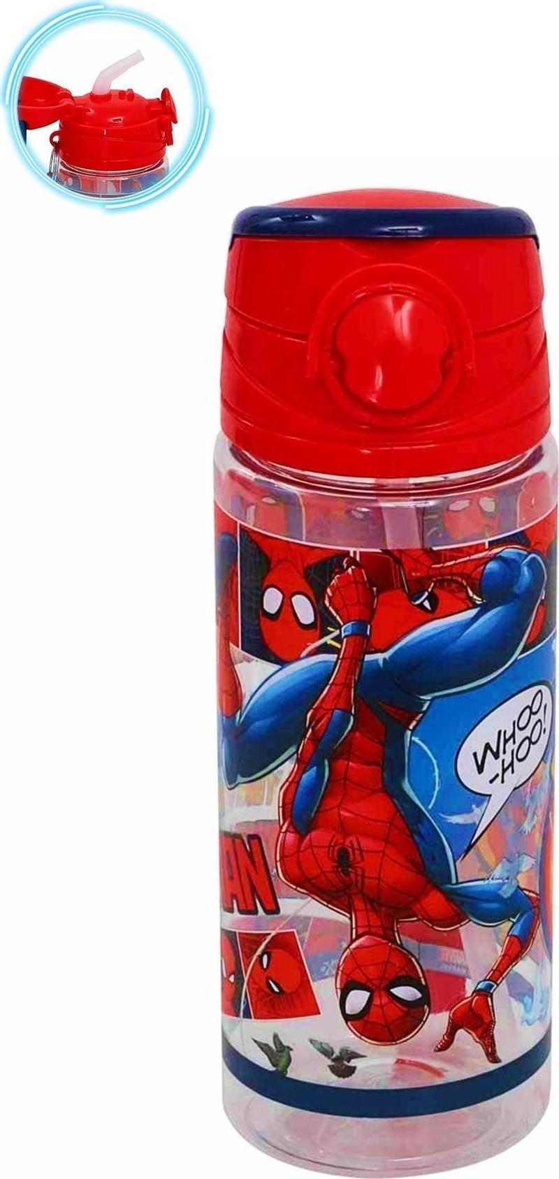 Kırmızı Whoo Spiderman Suluk 500 Ml - Çocuk Suluk, Matara, Pipetli Suluk Örümcek Adam Suluk