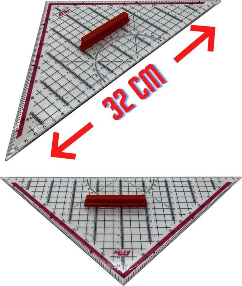 Üçgen Geoderik Cetvel 32 Cm Ekstra Tutuculu Ölçekli