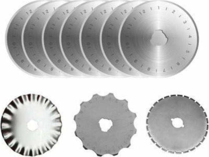 Yuvarlak Bıçak Rulet Disk Kumaş Karton Kesici 10 Adet Yedek Bıçağı Komple Kesim Seti 45Mm