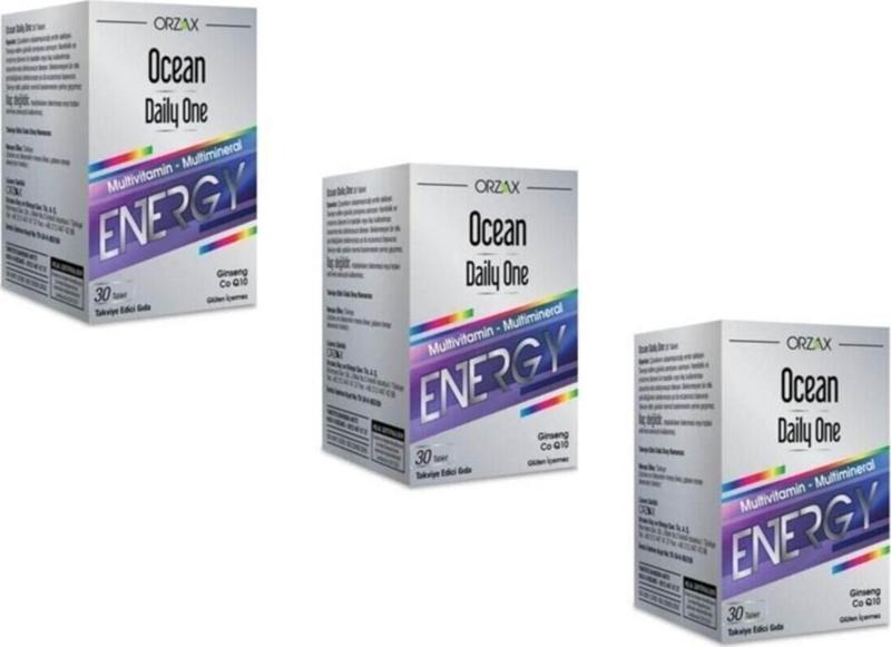 Orzax Ocean Daily One Energy Ginseng Coq10 30 Tablet 3'Lü Paket