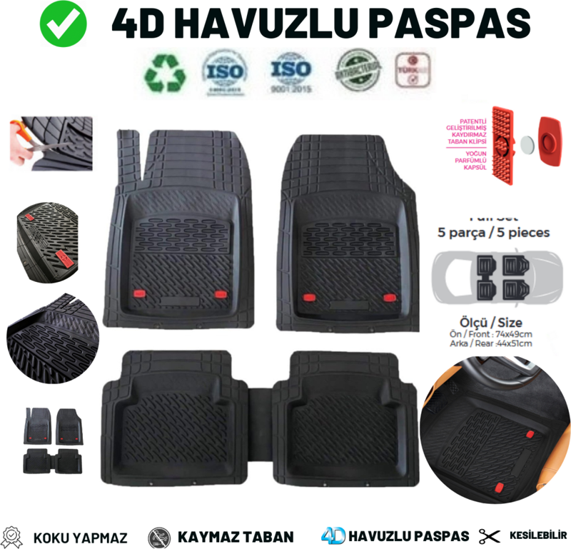 Peugeot Bipper 2021  HAVUZLU ÜNIVERSAL MAXİ PASPAS SİYAH