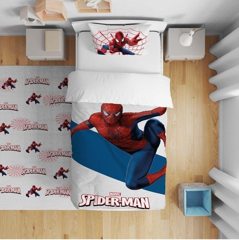 Çocuk Yatak Örtüsü Hediye Yastık Kılıfı Örümcek Ağı Spiderman