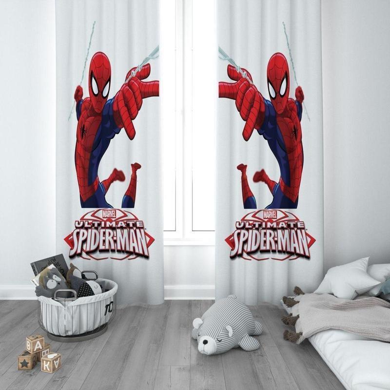 1 Kanat Çocuk Odası Perdesi Fon Perde Spiderman Örümcek Adam Marvel