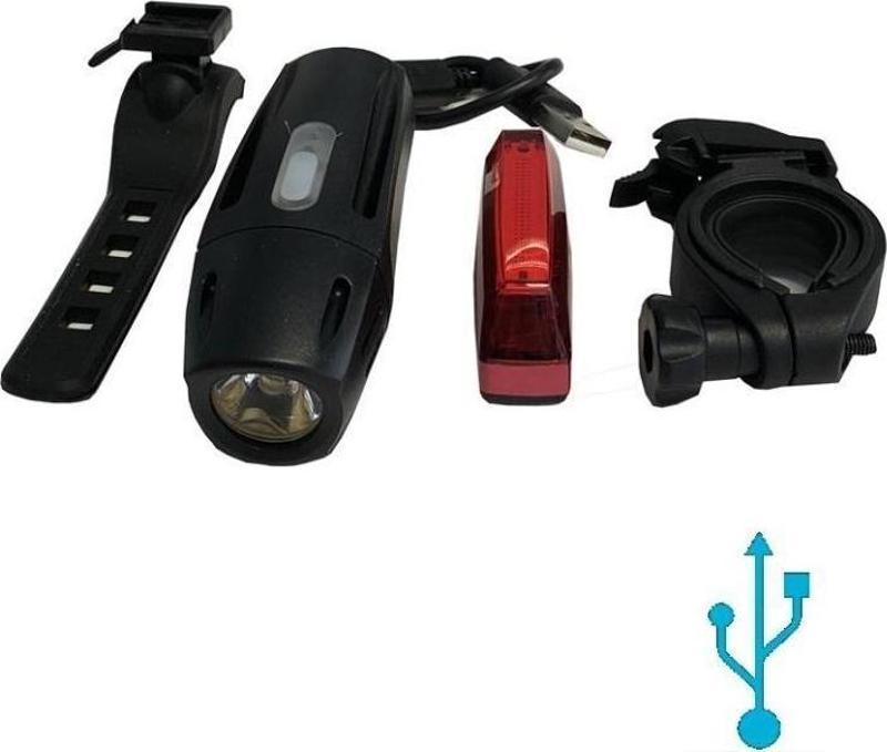 Usb Şarjlı Far+Stop Set 300 Lümen Sd-832142