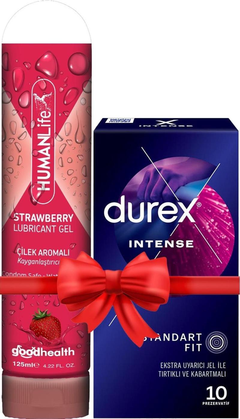 Intense Prezervatif 10'lu + HumanLife 125 ml Çilek Aromalı Kayganlaştırıcı Jel Lubricant