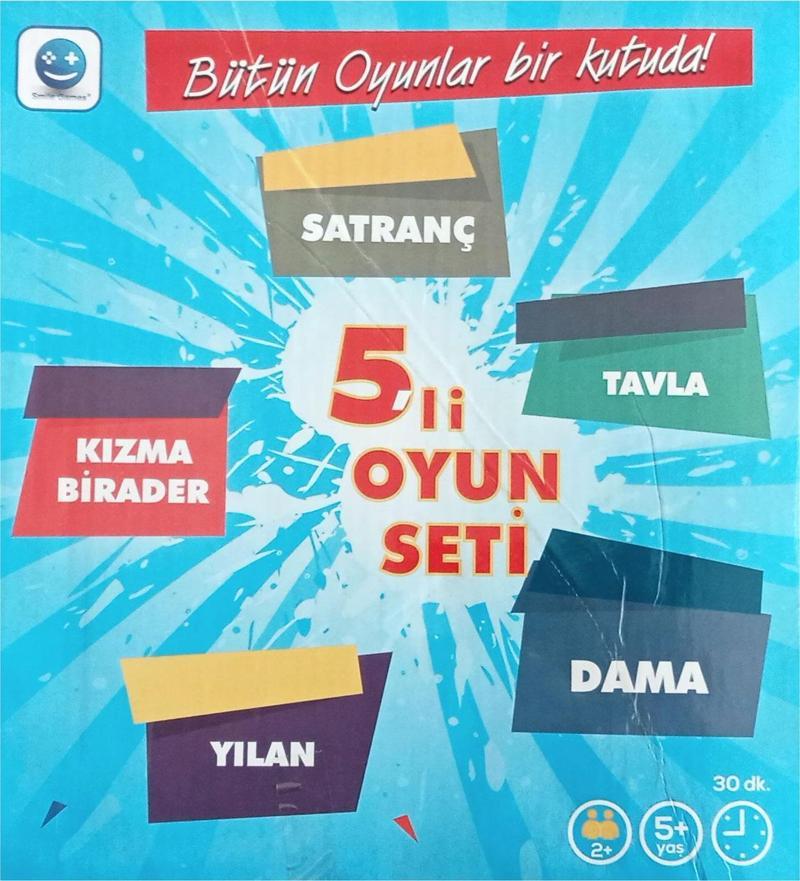 5 li Oyun Seti Yılan - Tavla - Dama - Satranç - Kızma Birader