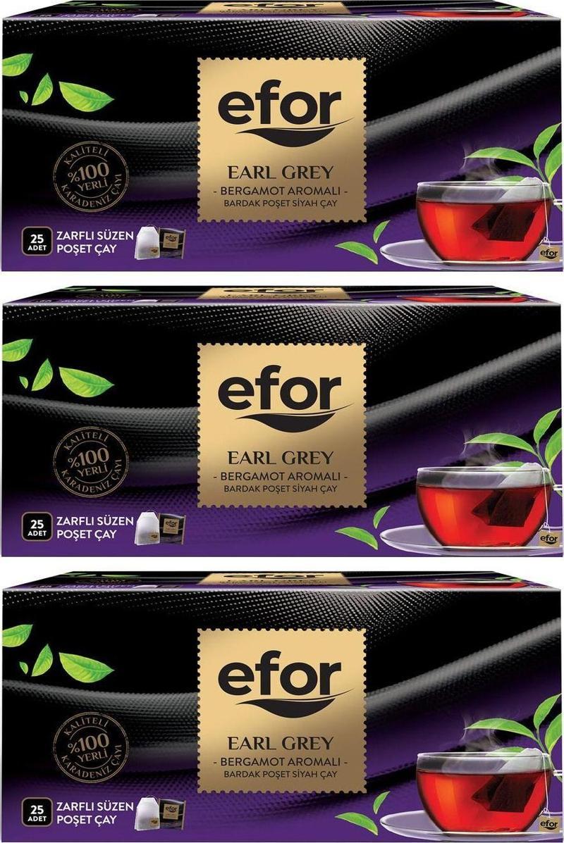 Earl Grey Bardak Poşet Çay 25Li 3Lü Set - Bardak Poşet Çay 75 Adet