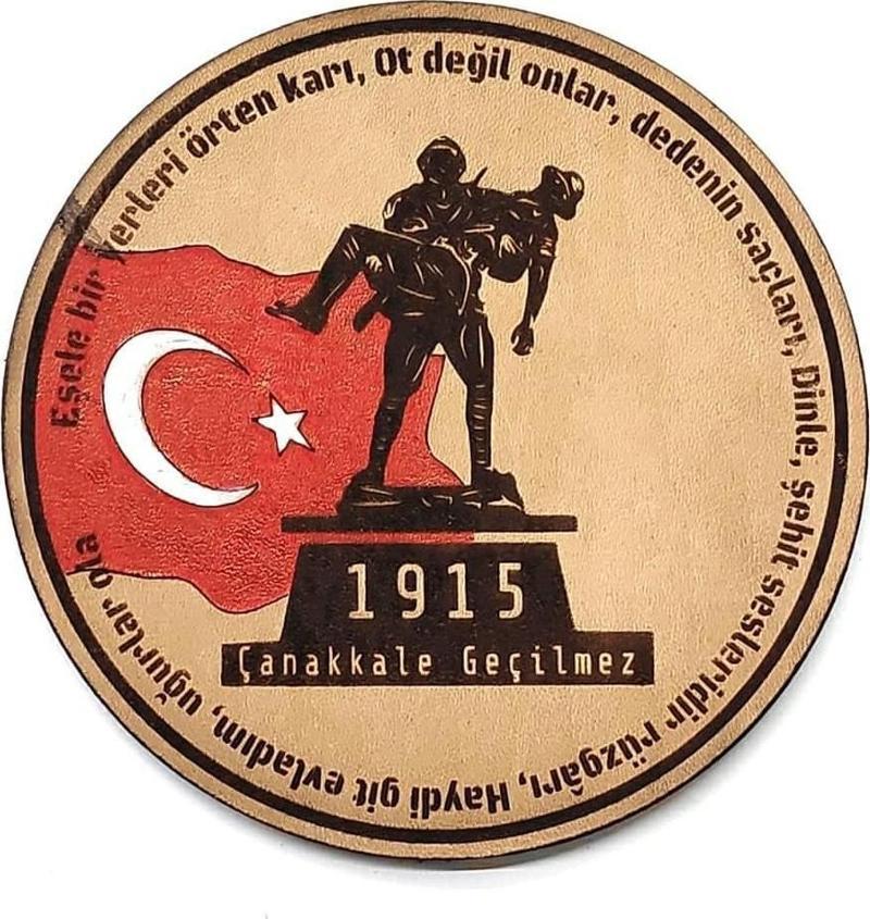 1915 ÇANAKKALE GEÇİLMEZ Deri PEÇ - Arma - Askeri Patch