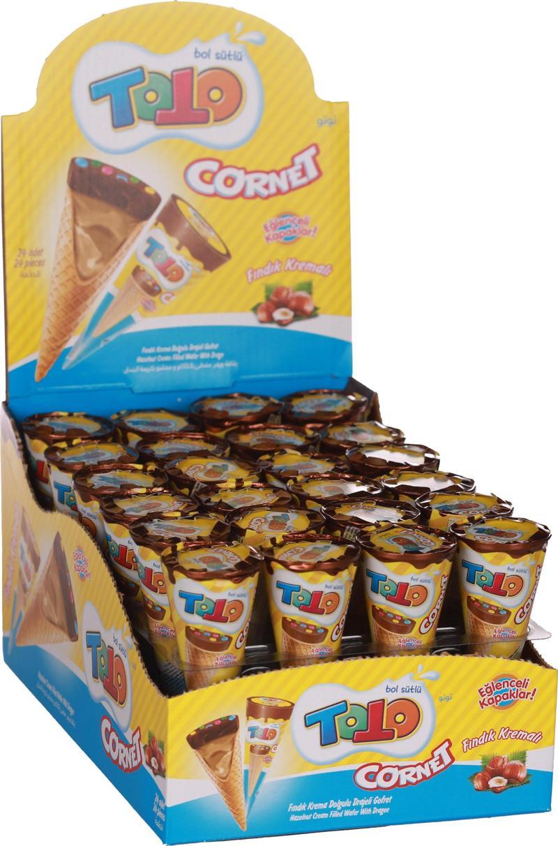 Toto Cornet Gofret Fındıklı 25 Gr. 24lü (1 Kutu)