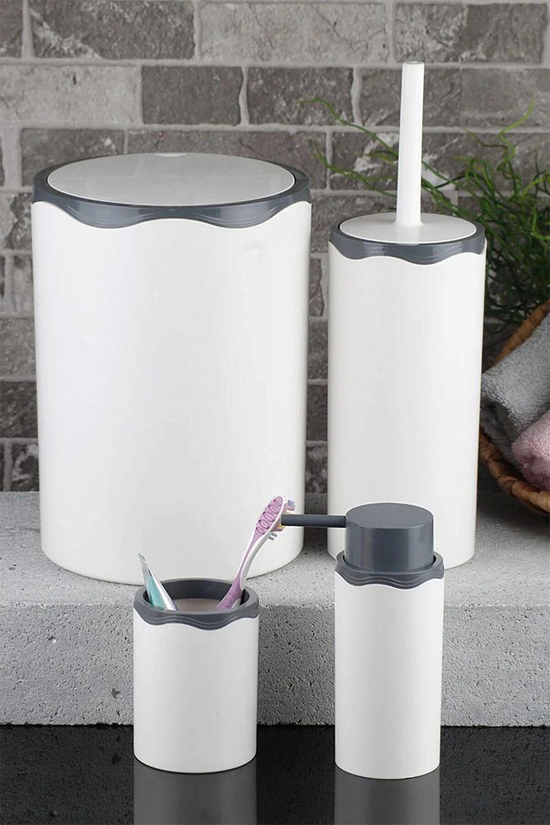 4 Parça Akrilik Banyo Aksesuar Seti - Füme