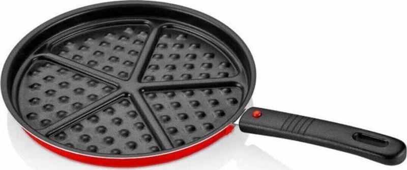 Redio Waffle Tava 26 Cm Tak-Çıkar Saplı Kırmızı