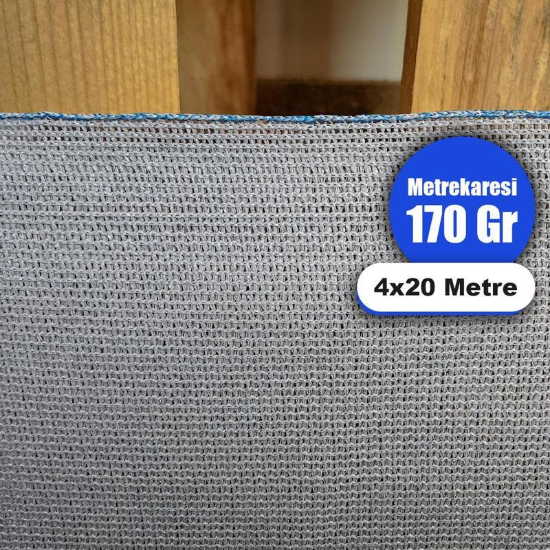 %95 GÖLGELİK FİLE - 4X20 METRE - M² 170 GRAM - GRİ -  95 LİK KORUMA TÜLÜ GÖLGELEME TÜLÜ GÖLGELİK JÜT BRANDA ÇİT FİLESİ