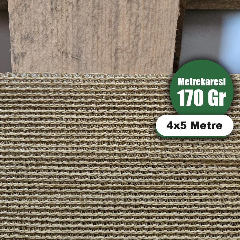 %95 GÖLGELİK FİLE - 4X5 METRE - M² 170 GRAM - BEJ -  95 LİK KORUMA TÜLÜ GÖLGELEME TÜLÜ GÖLGELİK JÜT BRANDA ÇİT FİLESİ