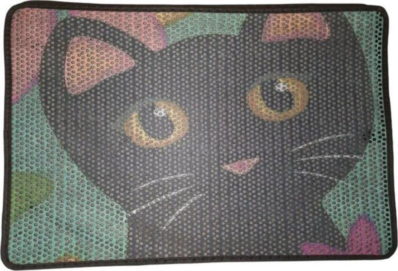 Büyük Elekli Çift Katlı Kedi Kumu Paspası 75X59 cm Desenli No:4