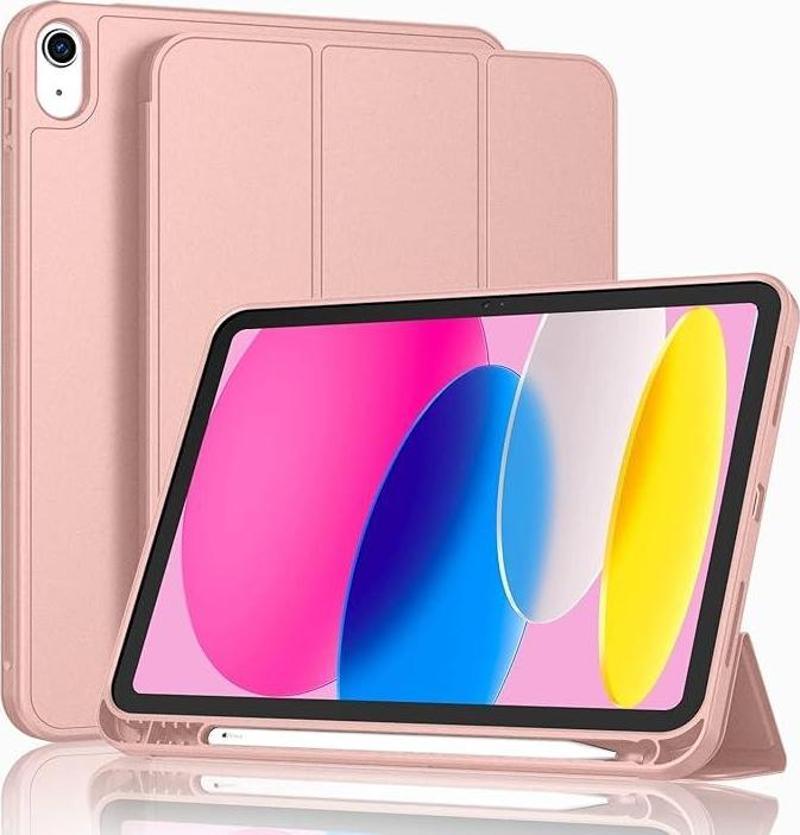 Apple iPad 10. Nesil 10.9 (2022) Kalemlikli Uyku Modlu Yatay Standlı Stromix Smart Kılıf A2696 A2757 A2777 A3162