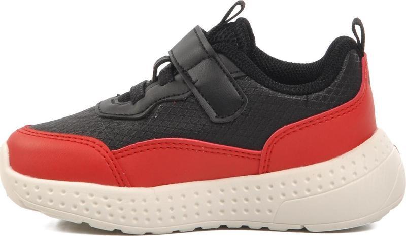 4317-B Siyah-Kırmızı Unisex Çocuk Cırtlı Sneaker