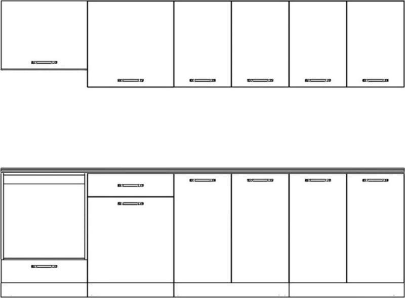 280 Cm Menekşe Hazır Mutfak Dolabı Ankastre Ve Aspiratör Modüllü Beyaz Ve Antrasit(Tezgah Dahil)