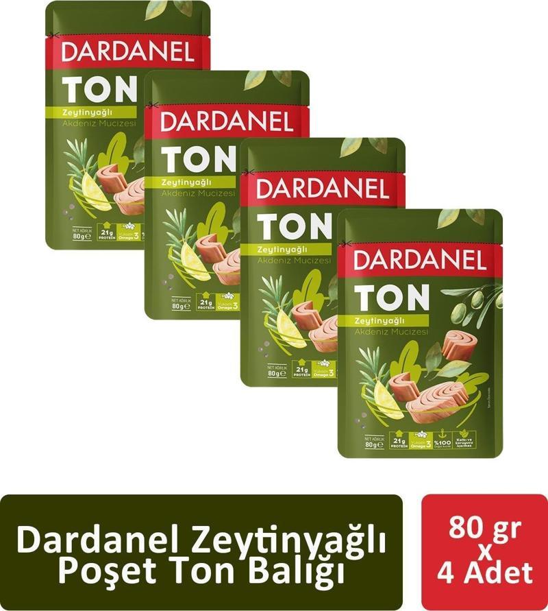 Poşet Zeytinyağlı Ton Balığı 80 gr x 4 Adet