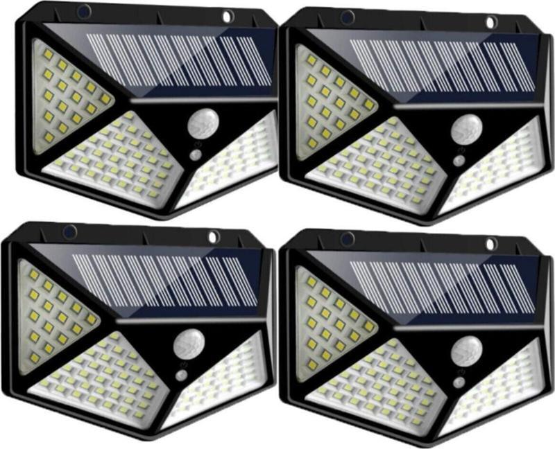 4 Adet Solar Bahçe Lambası 100 Led Bahçe Aplik Bahçe Lambası Bahçe Aydınlatma