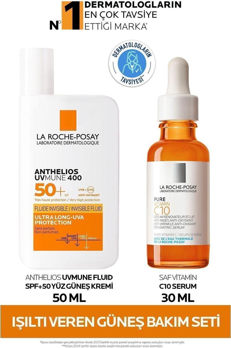 La Roche Posay Cilt Bakım Seti: Işıltı Veren Güneş Bakım Seti Anthelios Yüz Güneş Kremi 50Ml & Vitamin C10 Serum