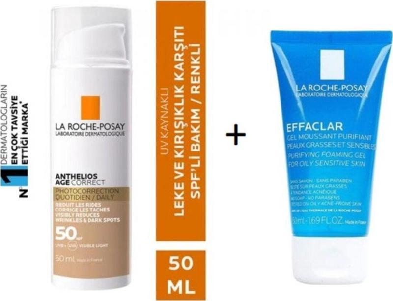 La Roche Posay Lrp Anthelios Age Correct Daily Light Spf50+ Cream 50 Ml + Effaclar Gel 50 Ml