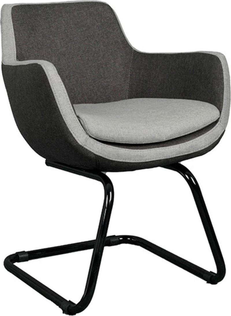 Comfort Siyah Metal Ayaklı Misafir Koltuğu- Iki Ton Gri Kumaş-2244j1110