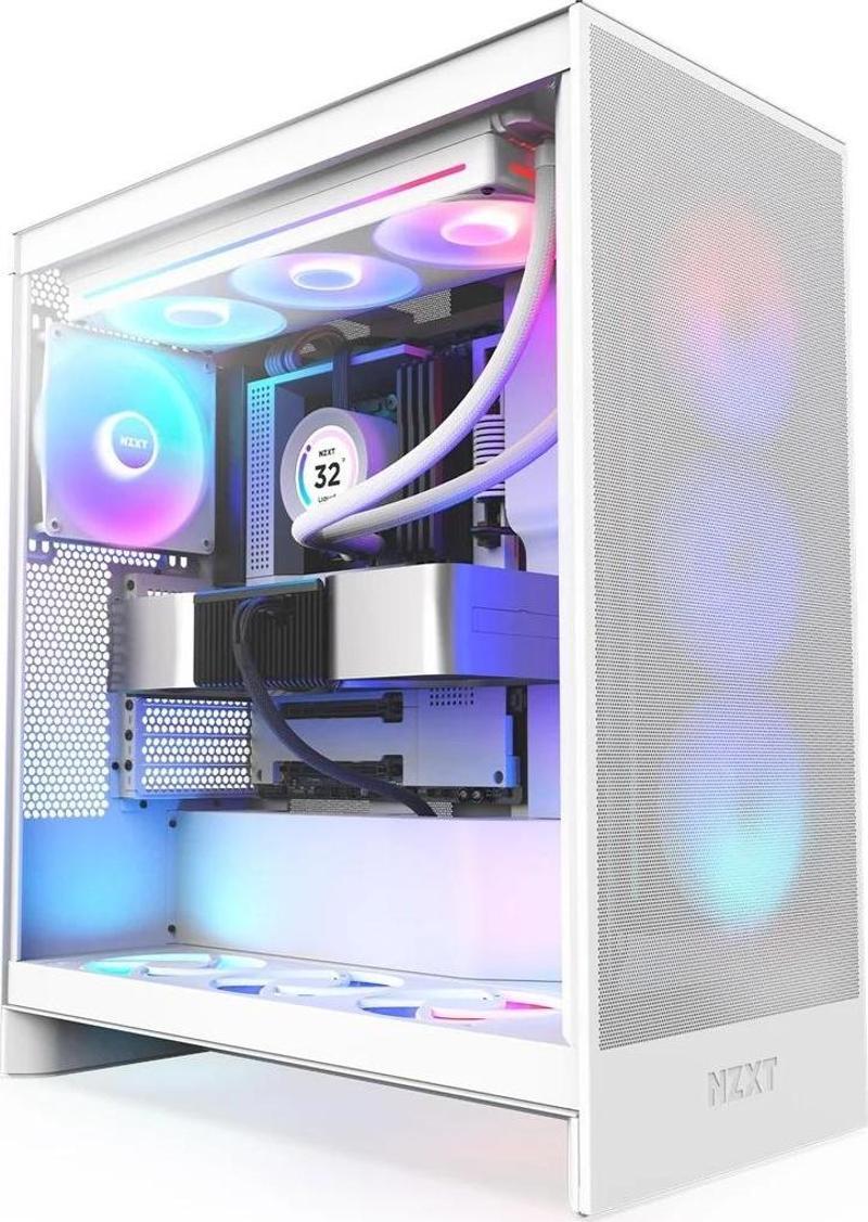 H7 Flow (2024) CM-H72FW-R1 RGB White Tempered Glass USB 3.2 ATX Mid Tower Kas