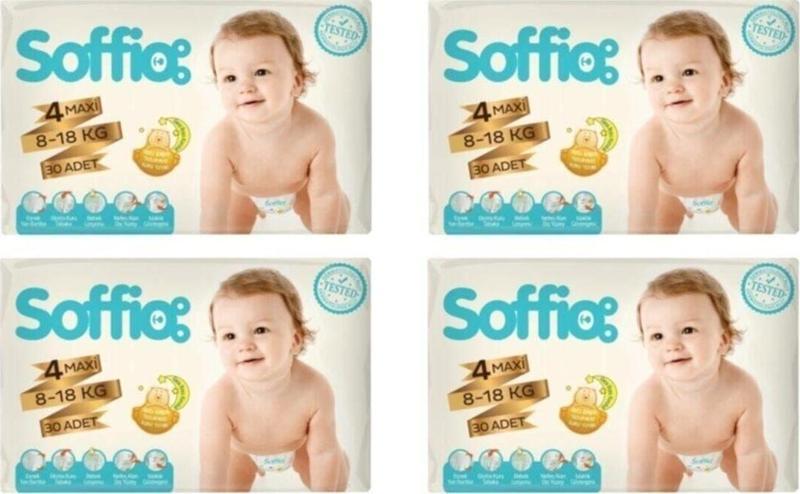 4 Numara 30X4&#61;120 Adet Bebek Bezi 8-18 Kg
