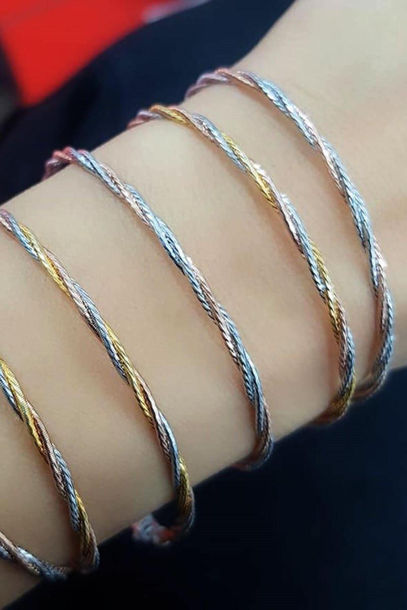 İtalyan Tasarımı 3 Renkli Gümüş Burgu Bileklik