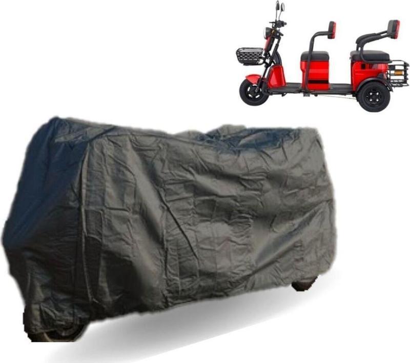 Volta Vm4 + 1500W 3 Tekerlekli 2 Kişilik Elektrikli Gri Motor Koruma Brandası Uyumlu